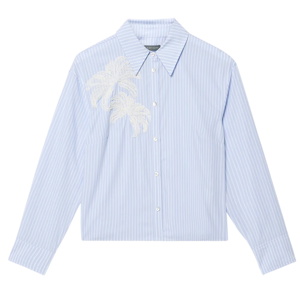 Mint Velvet Blue Stripe Embroidered Shirt